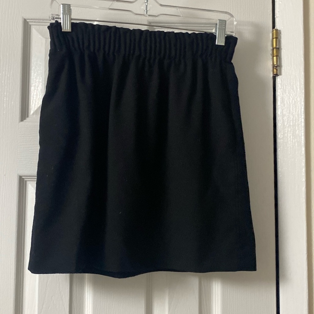 Black wool paper bag skirt